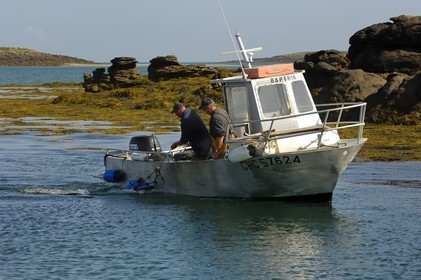 France, Manche, Iles Chausey, fishermen