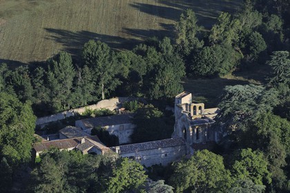 France, Aude, Saint-Martin-le-Vieil, the former Cistercian abbey of Villelongue (aerial view)