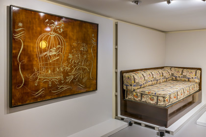 France, Loire-Atlantique (44), Saint-Nazaire, l'Escal'Atlantic dans l'ancienne base sous-marine allemande fait revivre le monde des transatlantiques, reconstitution partielle d'une cabine de première classe du Normandie (1935)