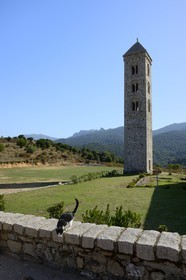 France, Corse-du-Sud (2A), Alta Rocca, Carbini, le campanile de l'église Saint-Jean-Baptiste, le village était au coeur du mouvement hérétique des Giovannali