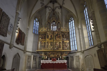 Romania, Transylvania, Medias, one of the seven saxon fortified cities, Sfanta Margareta fortified church, altarpiece