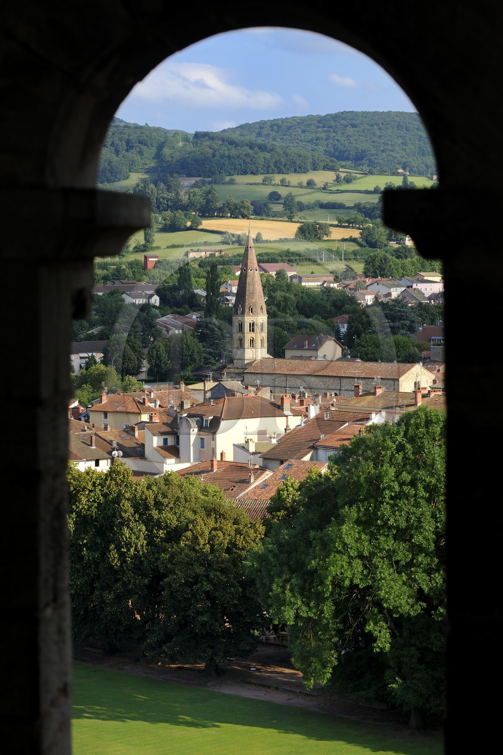 France, Saône et Loire (71), Cluny, église Saint-Marcel depuis le clocher de l'eau bénite dans l'ancienne abbaye