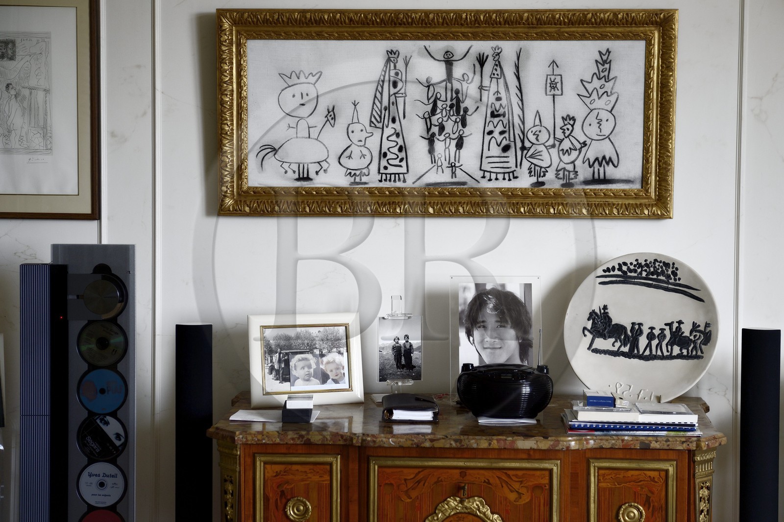 France, Alpes-Maritimes (06), Cannes, la villa La Californie où vécu Pablo Picasso, aujourd'hui renommé le Pavillon de Flore par Marina Picasso, dans sa chambre à coucher