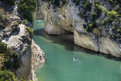 Var on the Left Bank and Alpes de Haute Provence on the Right Bank, Parc Naturel Regional du Verdon, the Verdon Gorge opening onto Lake St. Croix