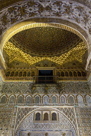 Espagne, Andalousie, Séville, Alcazar de Séville (Reales Alcazares de Sevilla), classé Patrimoine Mondial de l'UNESCO, Palais mudéjar ou de Pierre Ier, salon des Ambassadeurs (salon de Embajadores)