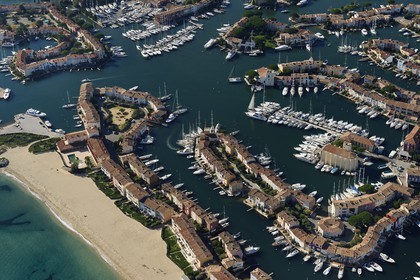 France, Var, Gulf of St Tropez, Port Grimaud seaside town (aerial view)