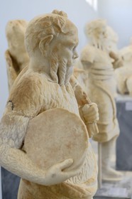 Greece, Cyclades islands, Delos, listed as World Heritage by UNESCO, the archaeological site of Delos, the archaeological museum, statue of an actor in the costume of Old Silenus, teacher of Dionysus
