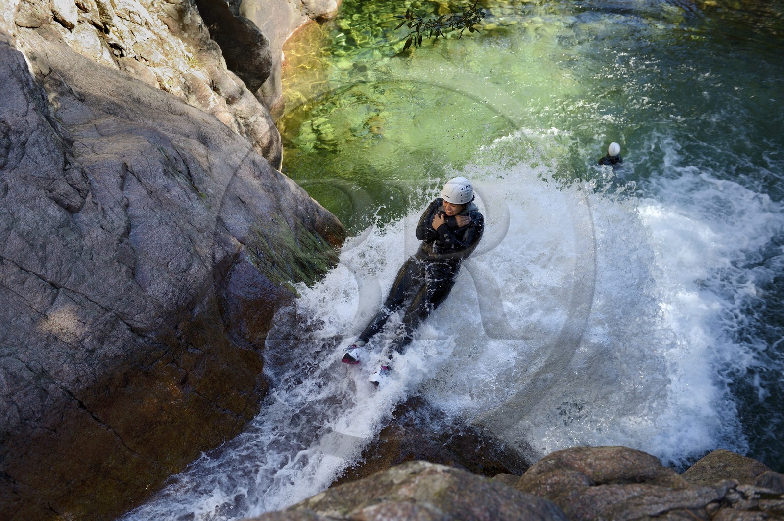 France, Corse-du-Sud (2A), Alta Rocca, Bavella, canyoning dans le torrent de Polischellu