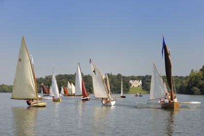 France, Loire-Atlantique (44), Nantes, Carquefou, la rivière Erdre au niveau du château de la Couronnerie, rencontres de Yachting & Canotage de vieux gréments lors des RDV de l'Erdre