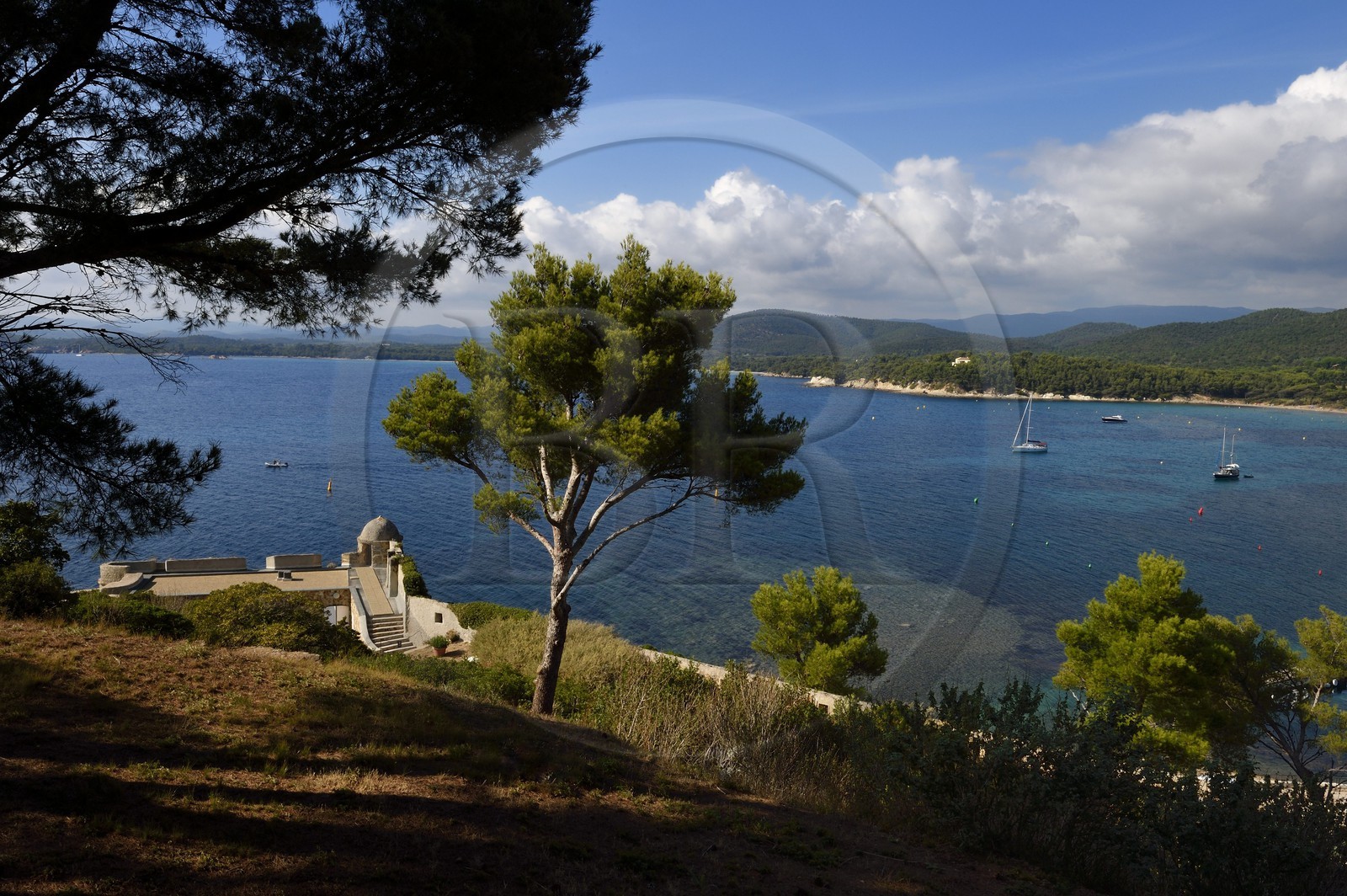 France, Var, Bormes les Mimosas, small fort at the entrance of Brégancon Fort, official residence of the President of the Republic
