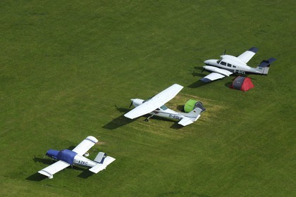 United Kingdom, England, Hampshire, Isle of Wight, Bembridge airfield (aerial view)