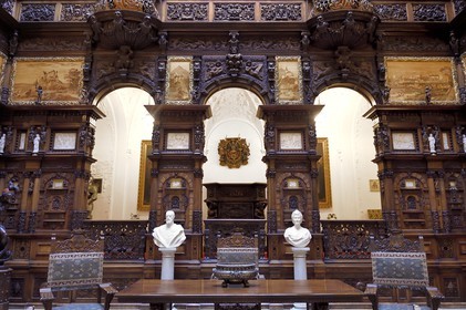 Roumanie, Valachie, Sinaia, château de Peles ancienne résidence royale édifiée de 1875 à 1883 pour le roi Carol Ier de Roumanie, le hall d'honneur