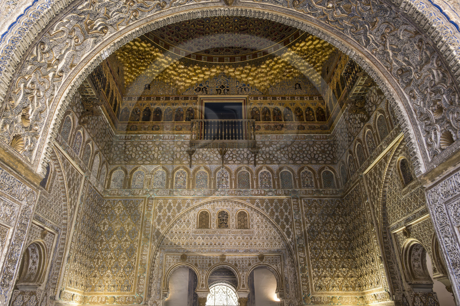 Espagne, Andalousie, Séville, Alcazar de Séville (Reales Alcazares de Sevilla), classé Patrimoine Mondial de l'UNESCO, Salon des Ambassadeurs (Salon de Embajadores)