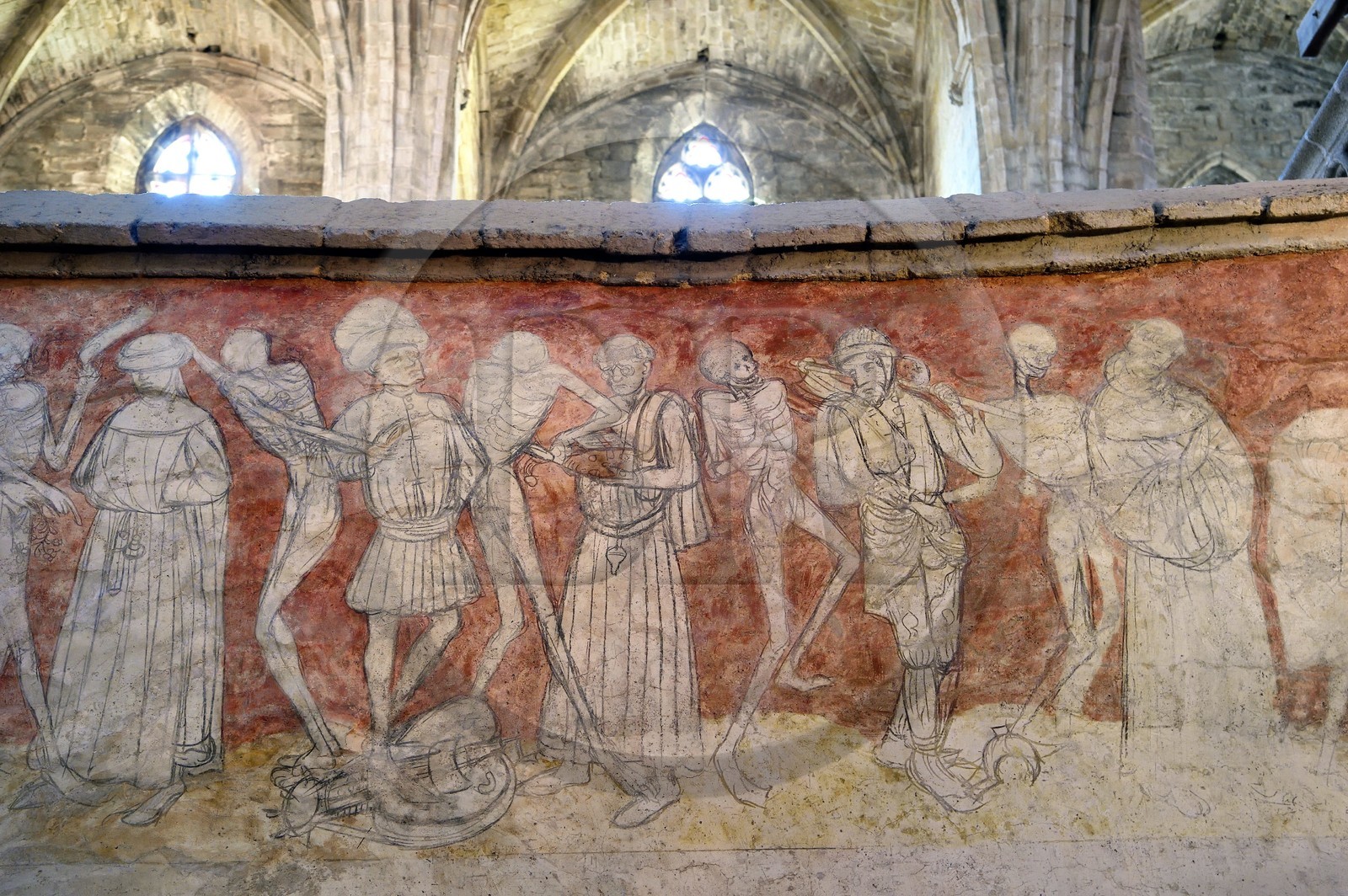 France, Haute-Loire (43), Parc naturel régional Livradois-Forez, abbaye de La Chaise-Dieu, l'église abbatiale Saint-Robert, la Danse Macabre, fresque du XVème siècle