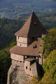 France, Bas Rhin, Orschwiller, Alsace Wine Road, Haut Koenigsbourg Castle, the great Bastion overlooking the forest around