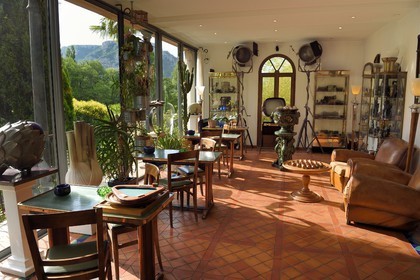 France, Alpes-de-Haute-Provence (04), Parc Naturel Régional du Verdon, Moustiers-Sainte-Marie, labellisé Les Plus Beaux Villages de France, hotel La Ferme rose