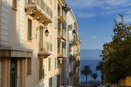 France, Corse du Sud, Ajaccio, district known as foreigners, Prosper Mérimée street overlooking the sea