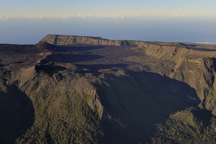 France, Reunion island (French overseas department), Piton de la Fournaise, listed as World Heritage by UNESCO volcano, Plaine des Sables (aerial view)