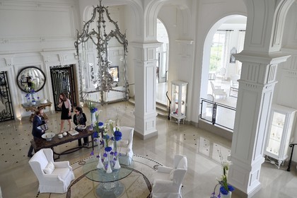 France, Alpes Maritimes (06), Saint-Jean-Cap-Ferrat, le lobby du Grand-Hotel du Cap-Ferrat, palace 5 étoiles du groupe Four Seasons Hotel