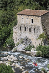 France, Herault, Orb valley, kayaking the river Orb at the moulin de Travassac next to Mons la Trivalle