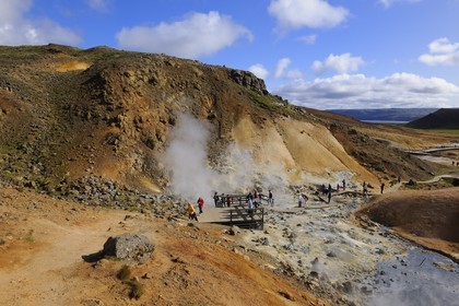 Iceland, Reykjavik region, Krisuvik Valley, solfatares and fumaroles of Seltun geothermical area