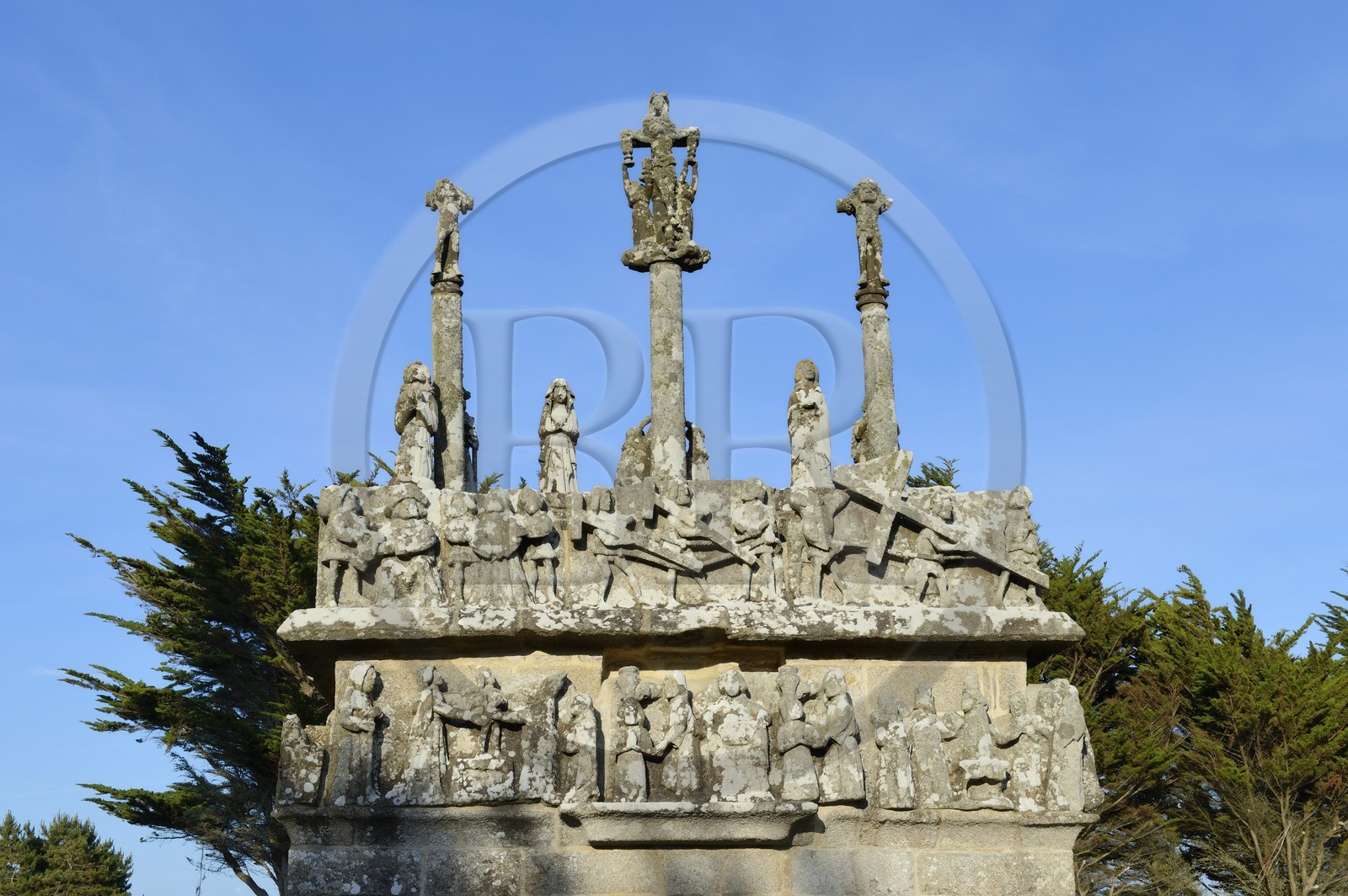 France, Finistère (29), , Saint-Jean-Trolimon, calvaire de la chapelle de Notre-Dame de Tronoën