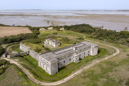 France, Charente Maritime, Port des Barques, Ile Madame, the fort built in 1703 (aerial view)