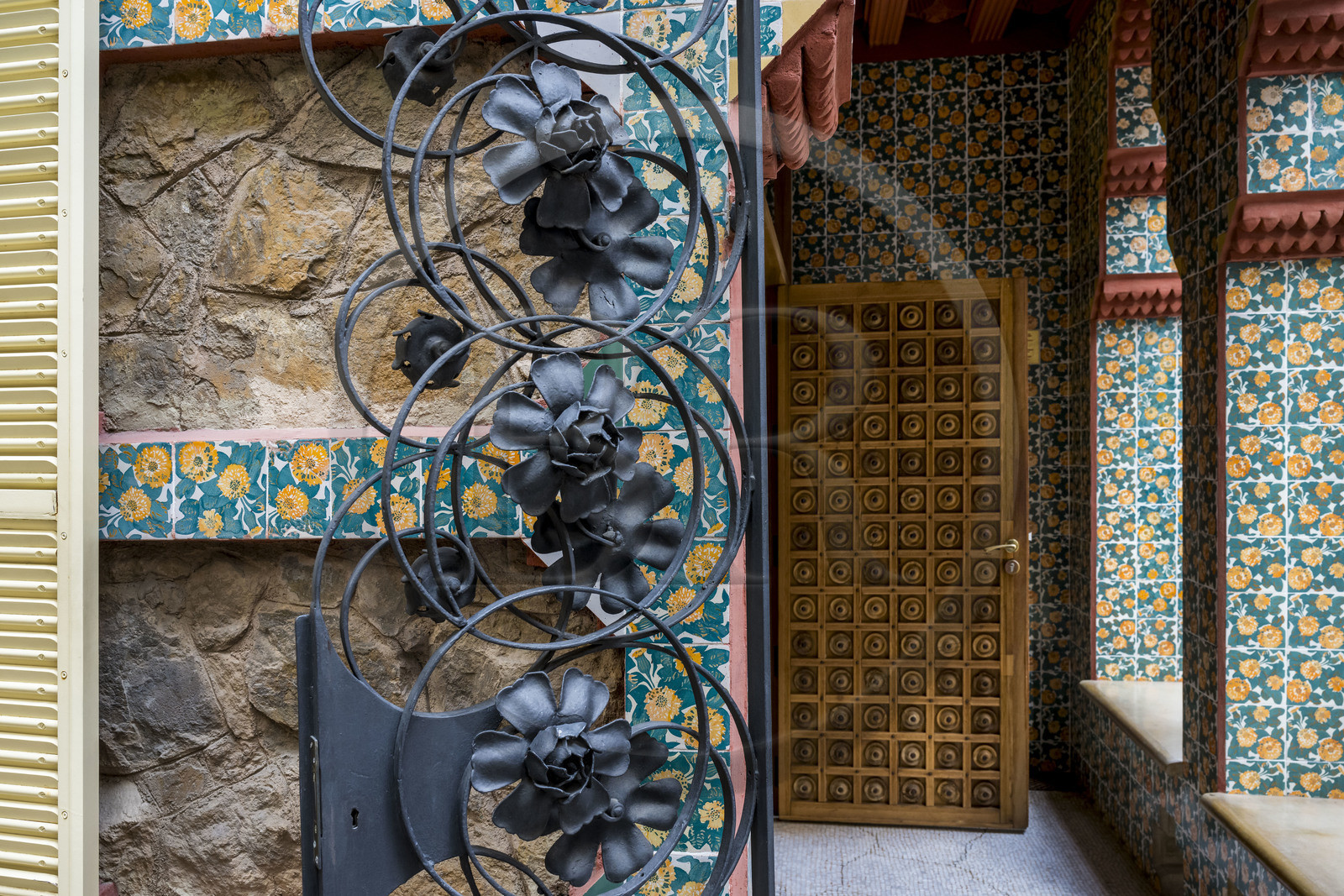 Spain, Catalonia, Barcelona, Casa Vicens (1883 - 1885) by Catalan modernist architect Antoni Gaudi, UNESCO World Heritage Site, main entrance