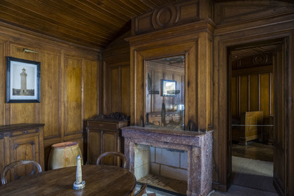 France, Gironde, Verdon sur Mer, lighthouse of Cordouan, listed as World Heritage by UNESCO, the engineer's apartment in the the crowning, oak-panelled room available to engineers from the Lighthouses and Beacons service