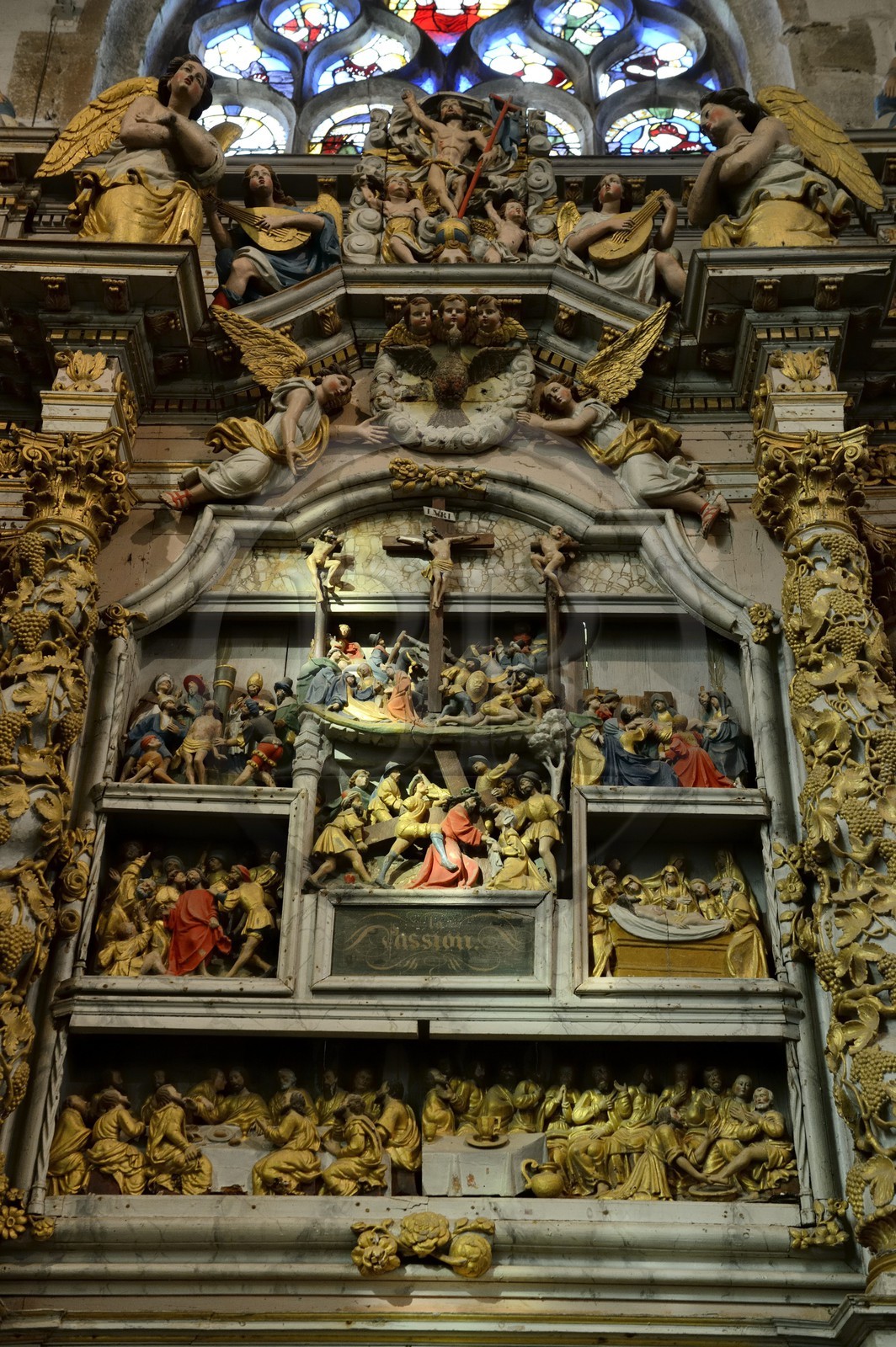 France, Finistère (29), église de Lampaul-Guimiliau, l'autel de la Passion