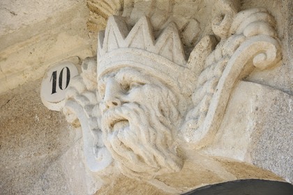 France, Loire-Atlantique (44), Nantes, maison d'armateur 10 quai Turenne sur l'ancienne Ile Feydeau ornée de Mascarons