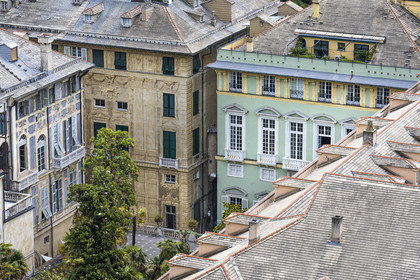 Italy, Liguria, Genoa, the Palazzo di Baldassarre Lomellini right, Rolli Palaces listed as World Heritage by UNESCO in the Strada Nuova today via Garibaldi