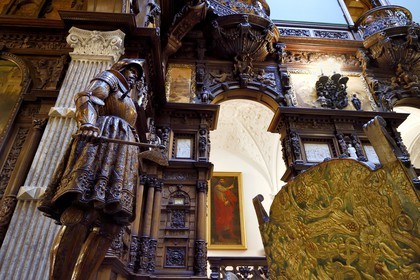 Roumanie, Valachie, Sinaia, château de Peles ancienne résidence royale édifiée de 1875 à 1883 pour le roi Carol Ier de Roumanie, le hall d'honneur