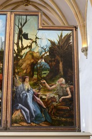 France, Haut Rhin, Colmar, Unterlinden Museum, Issenheim altarpiece credited to Grünewald, panel of the visit of Saint Antoine to Saint Paul