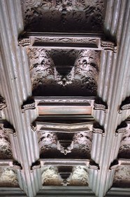 France, Meuse, Saint Mihiel, house of the Renaissance sculptor Ligier Richier, terracotta carved coffered ceiling with geometric decoration (towards 1540)