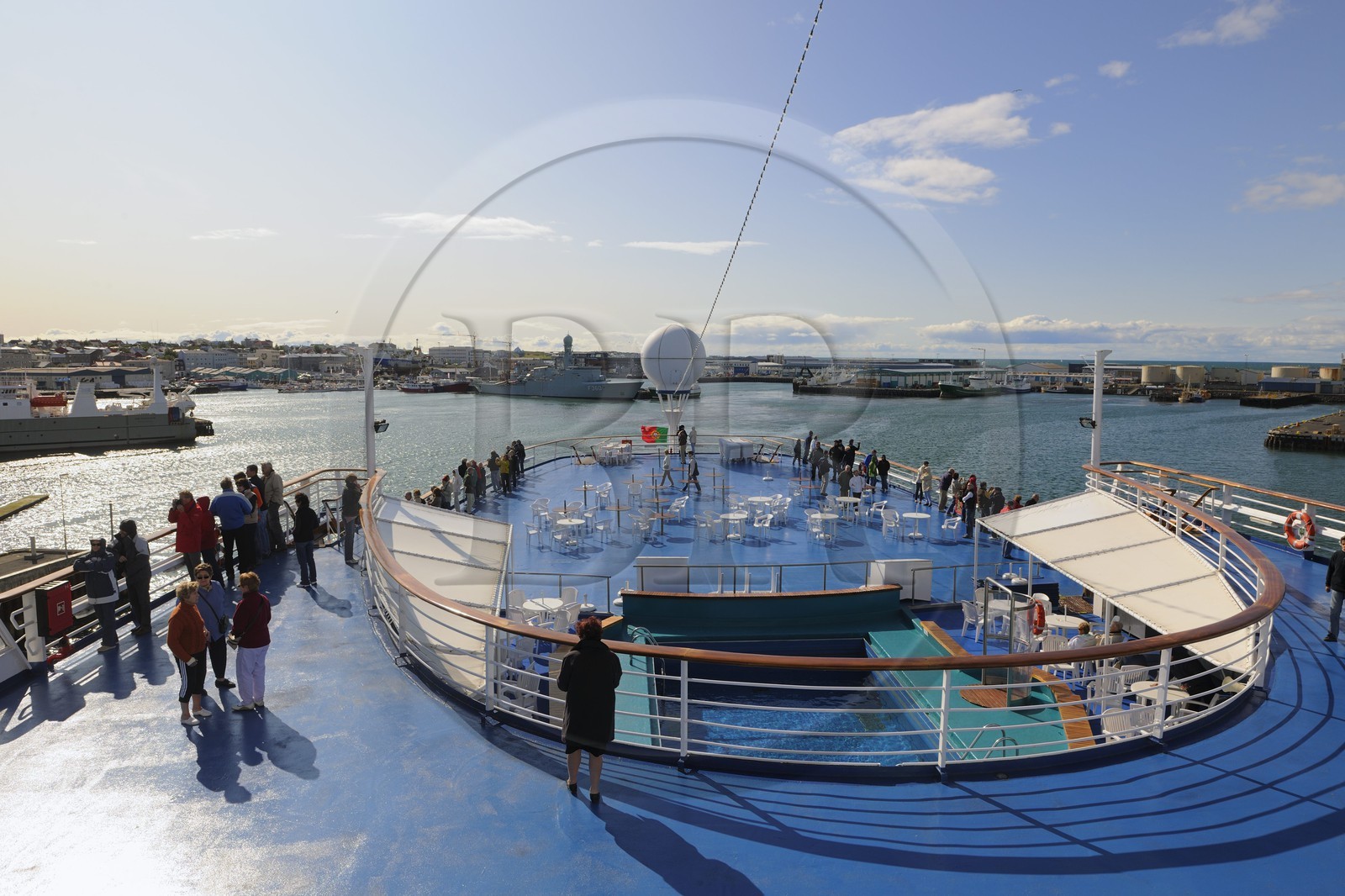 Iceland, Reykjavik, cruise ship Princess Danae moored in harbour