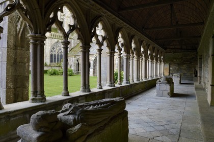France, Côtes-d'Armor (22), Tréguier, cloitre de la cathédrale Saint-Tugdual, gisants