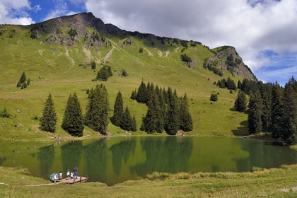 Switzerland, Canton of Vaud, Ormont-Dessus, Les Diablerets, Lake Retaud above the Col du Pillon