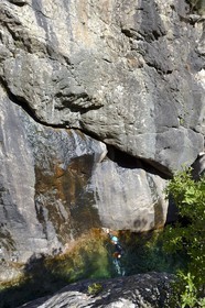 France, Corse-du-Sud (2A), Alta Rocca, Bavella, canyoning dans le torrent de Polischellu