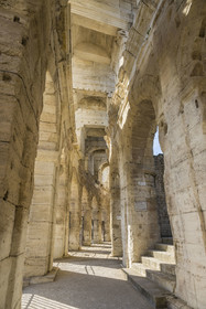 France, Bouches du Rhone, Arles,  listed as World heritage by UNESCO, the exterior gallery on the ground floor still partially covered with large monolithic slabs