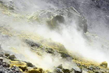 Italy, Sicily, Aeolian Islands, listed as World Heritage by UNESCO, Vulcano Island, crater of volcano della Fossa sulfur fumaroles