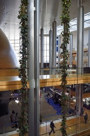 France, Bas Rhin, Strasbourg, European district, the European Parliament, around the main street and and the outer part of the hemicycle on the left in the building Louise-Weiss