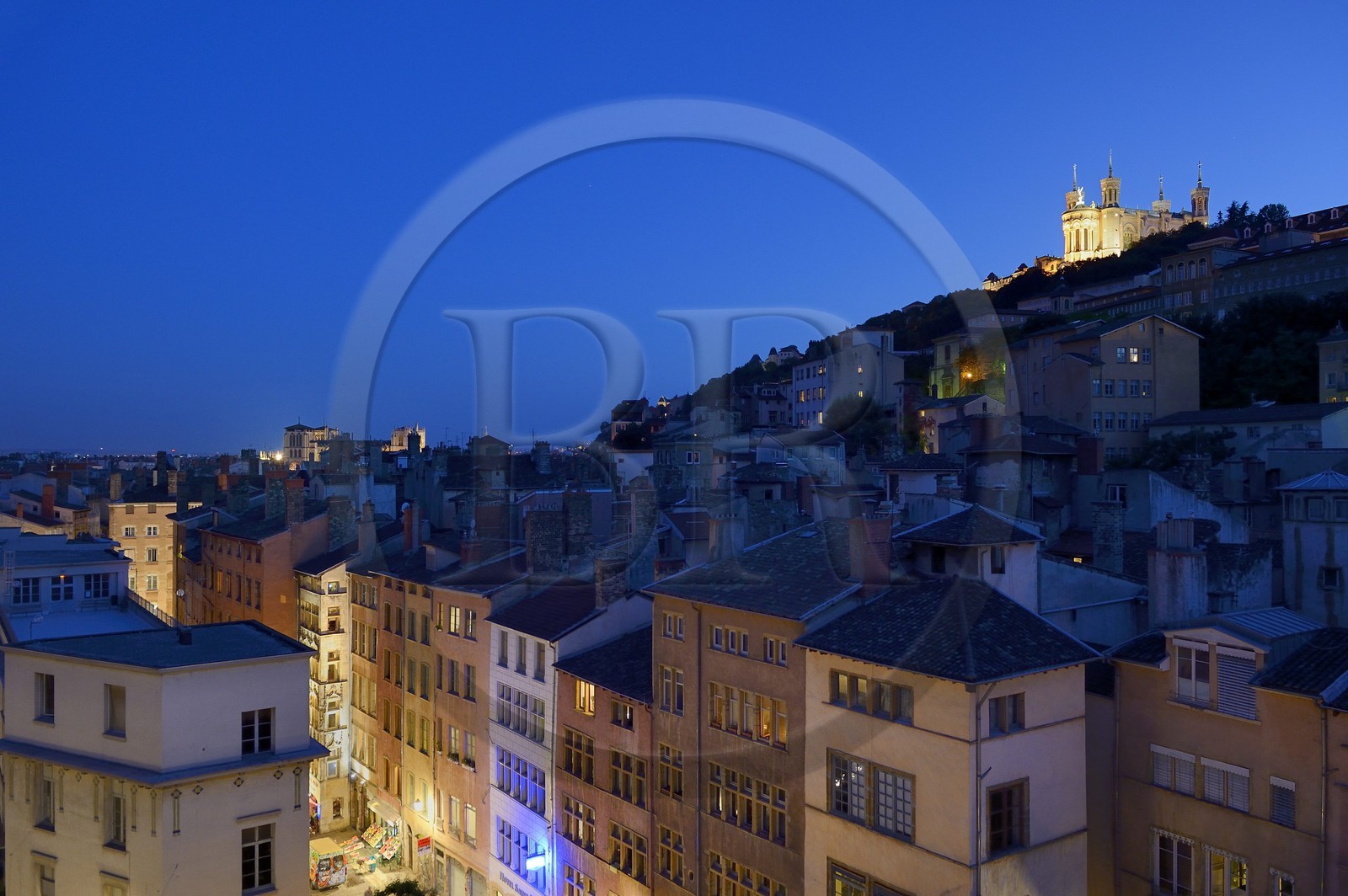France, Rhone, Lyon, historical site listed as World Heritage by UNESCO, the Saint Paul district in the Vieux Lyon (Old Town) overlooked by Notre Dame de Fourviere basilica
