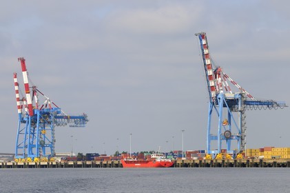 France, Loire-Atlantique (44), port autonome de Nantes Saint-Nazaire, terminal à marchandises et conteneurs de Montoir de Bretagne