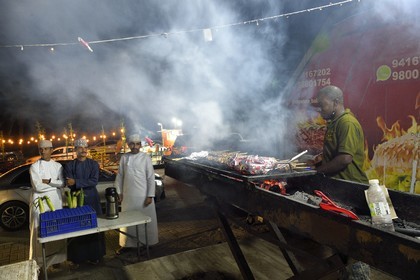 Sultanate of Oman, Muscat, Azaibah Beach outdoor mishkak grill stalls