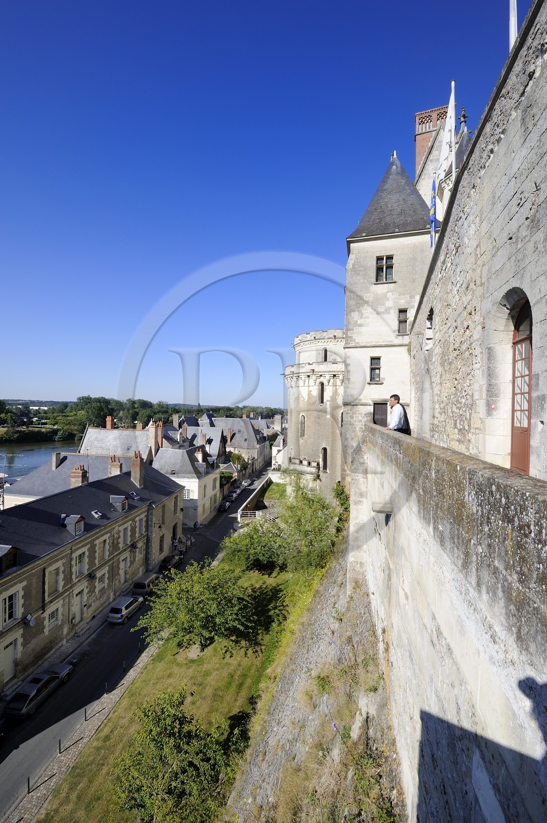 France, Indre et Loire (37), Vallée de la Loire classée Patrimoine mondial de l'UNESCO, château d'Amboise, le logis du Roi surplombe la Loire