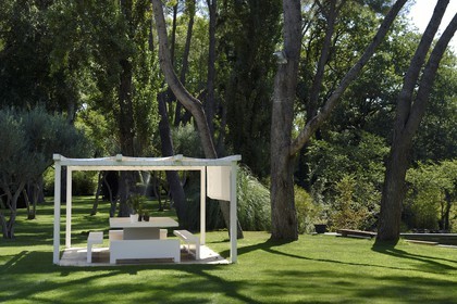 France, Var, Le Muy, Fondation Bernar Venet, garden furniture by Venet