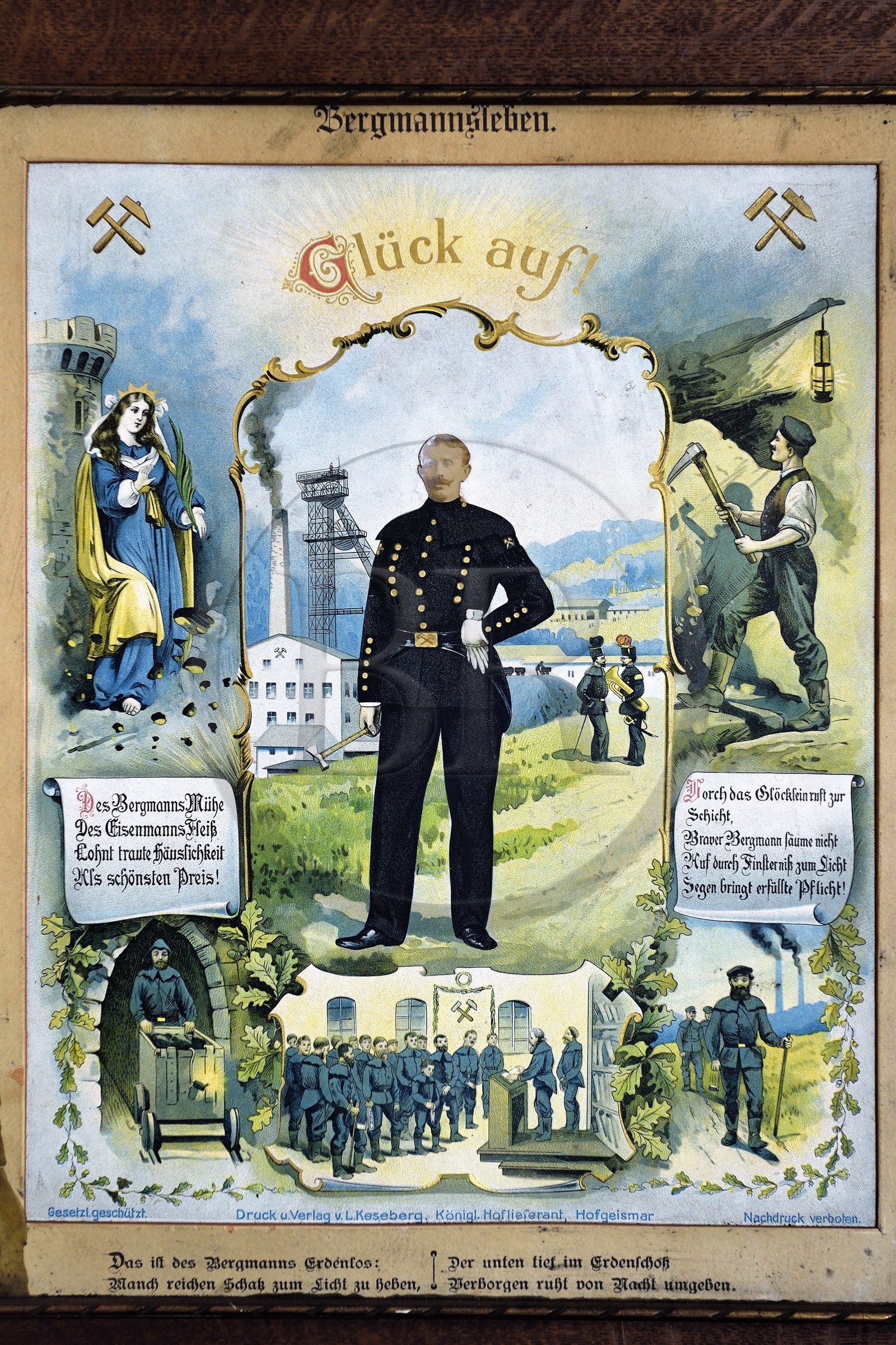 France, Moselle (57), Petite-Rosselle, siège de l'association les amis du puits St Charles, la salutation du mineur Glück Auf qui signifie bonne remontée