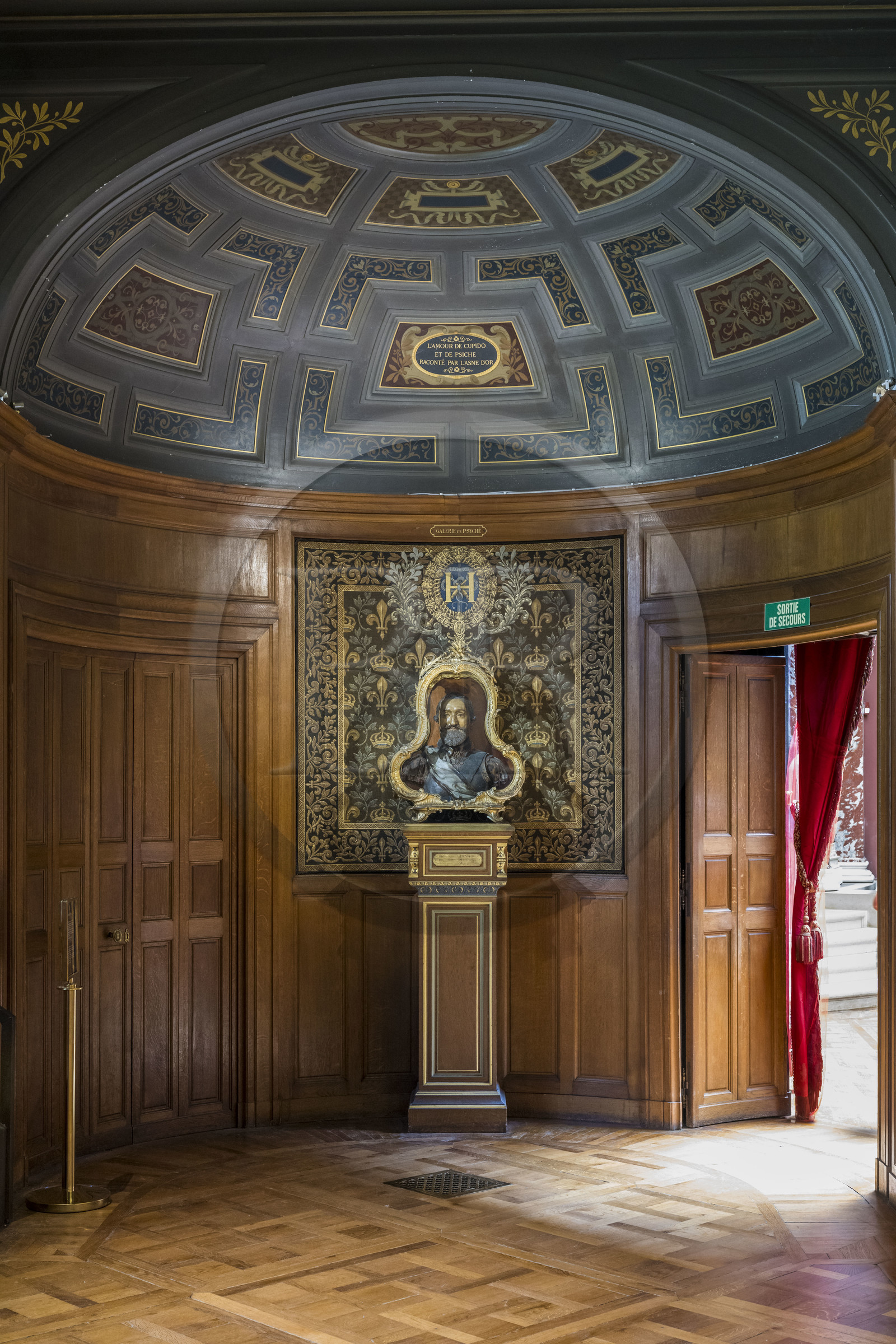 France, Oise (60), Chantilly, le chateau de Chantilly, le musée Condé, effigie en cire d'Henri IV roi de France dans la galerie de Psyché
