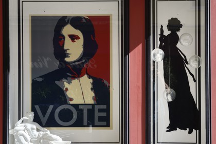 France, Corse du Sud, Ajaccio, showcase of the fashionable shop of Valerie Santarelli called Empires that diverts the image of Napoleon Bonaparte